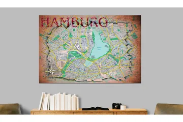Billede Map of Hamburg 120x80 - Artgeist sp. z o. o. - Boligtilbehør - Billeder & kunst - Billeder på lærred