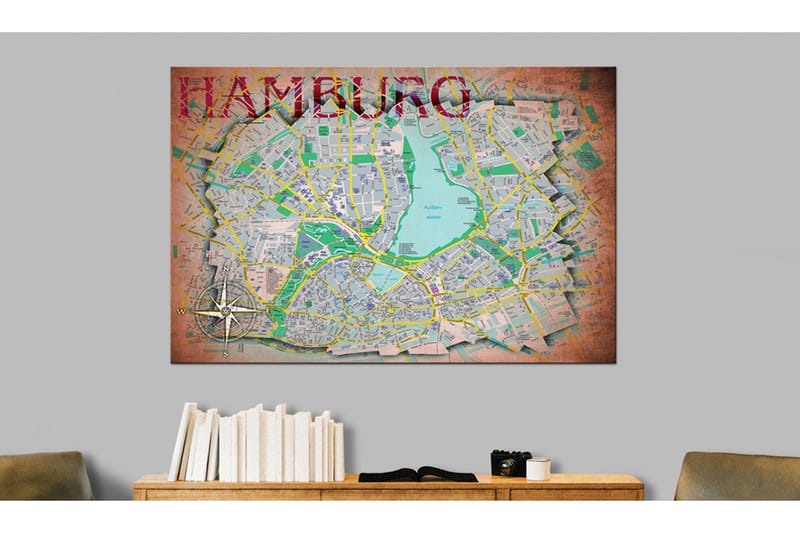 Billede Map of Hamburg 120x80, Artgeist sp. z o. o.
