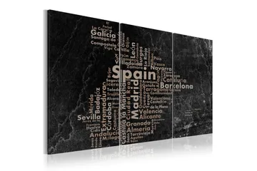 Billede Map Of Spain On The Blackboard Triptich 120x60 - Artgeist sp. z o. o. - Boligtilbehør - Billeder & kunst - Billeder på lærred