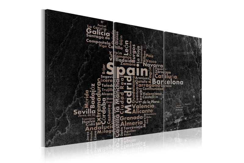 Billede Map Of Spain On The Blackboard Triptich 120x60, Artgeist sp. z o. o.