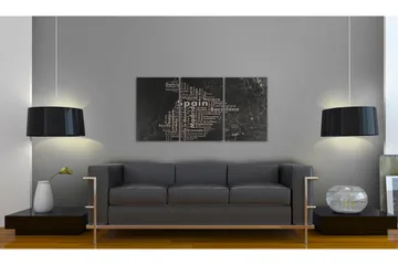 Billede Map Of Spain On The Blackboard Triptich 120x60 - Artgeist sp. z o. o. - Boligtilbehør - Billeder & kunst - Billeder på lærred