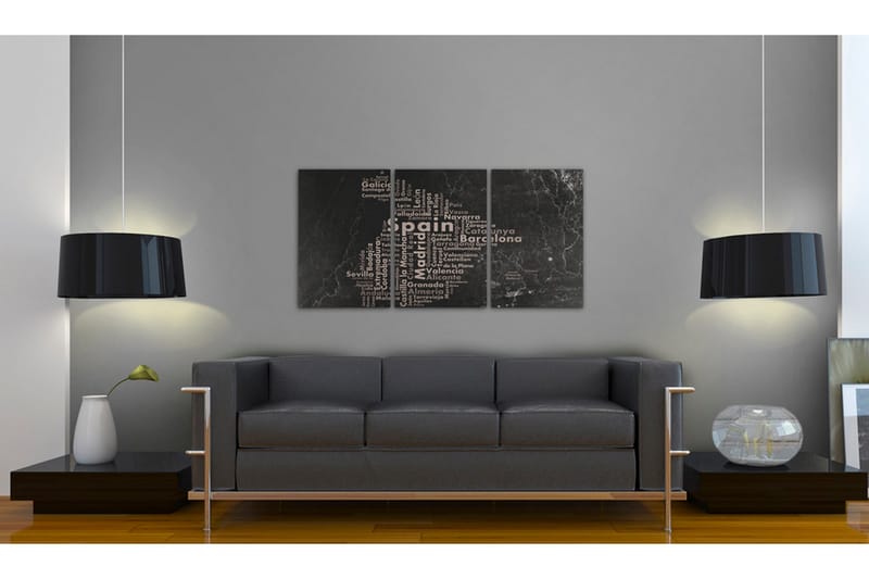 Billede Map Of Spain On The Blackboard Triptich 120x60 - Artgeist sp. z o. o. - Boligtilbehør - Billeder & kunst - Billeder på lærred