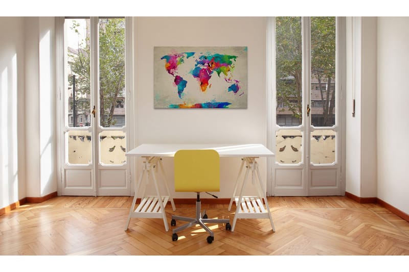 Billede Map Of The World An Explosion Of Colors 90x60 - Artgeist sp. z o. o. - Boligtilbehør - Billeder & kunst - Billeder på lærred