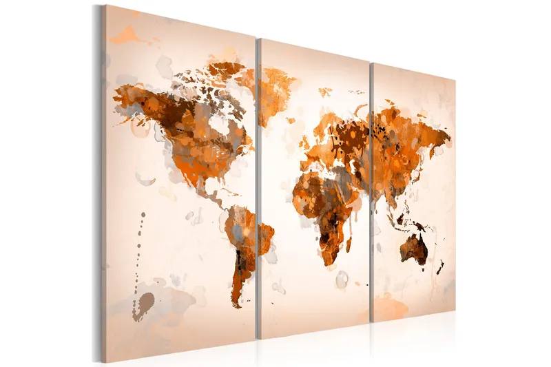 Billede Map Of The World Desert Storm Triptych 120x80, Artgeist sp. z o. o.