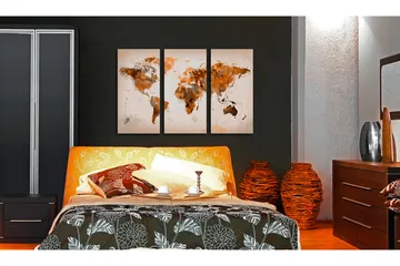 Billede Map Of The World Desert Storm Triptych 60x40 - Artgeist sp. z o. o. - Boligtilbehør - Billeder & kunst - Billeder på lærred