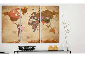Billede Maps Brown Elegance 120x80 - Artgeist sp. z o. o. - Boligtilbehør - Billeder & kunst - Billeder på lærred