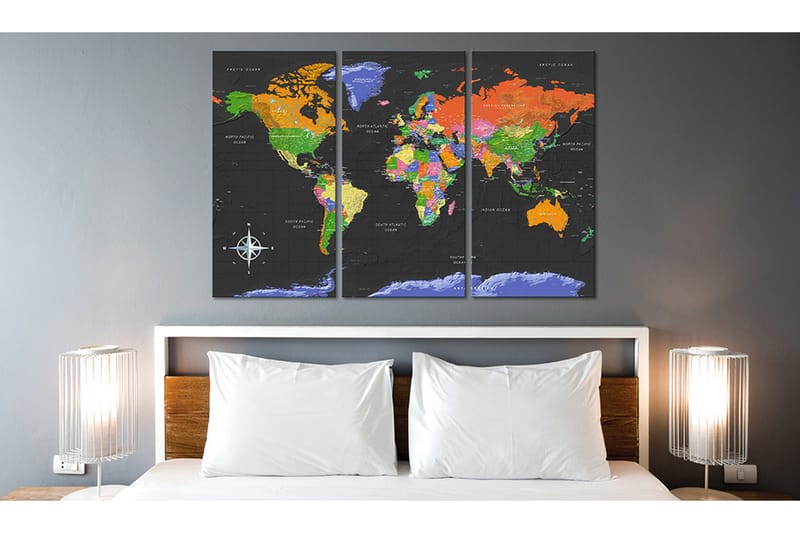Billede Maps Dark Depth 120x80 - Artgeist sp. z o. o. - Boligtilbehør - Billeder & kunst - Billeder på lærred