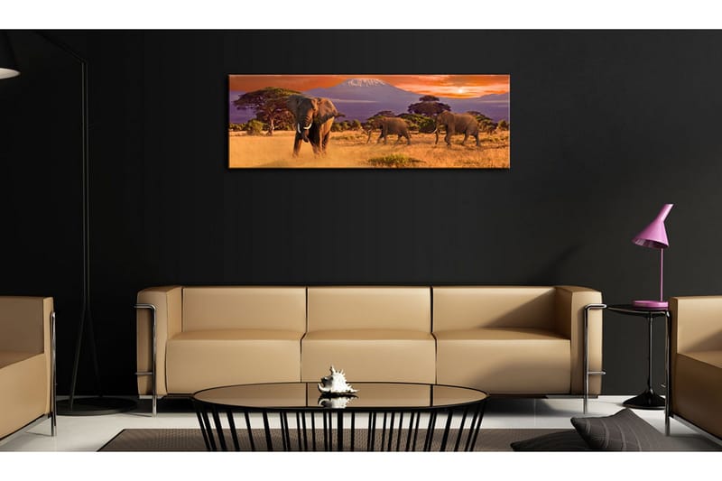 Billede March Of African Elephants 135x45 - Artgeist sp. z o. o. - Boligtilbehør - Billeder & kunst - Billeder på lærred