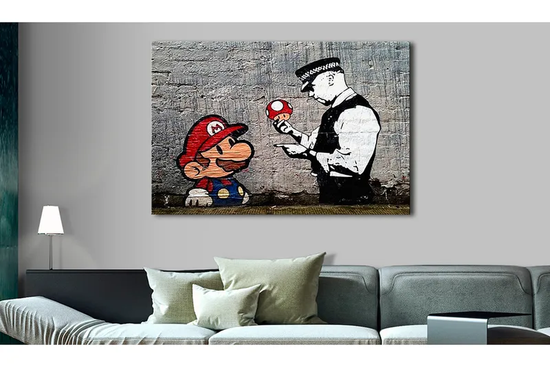 Billede Mario & Cop by Banksy 120x80, Artgeist sp. z o. o.