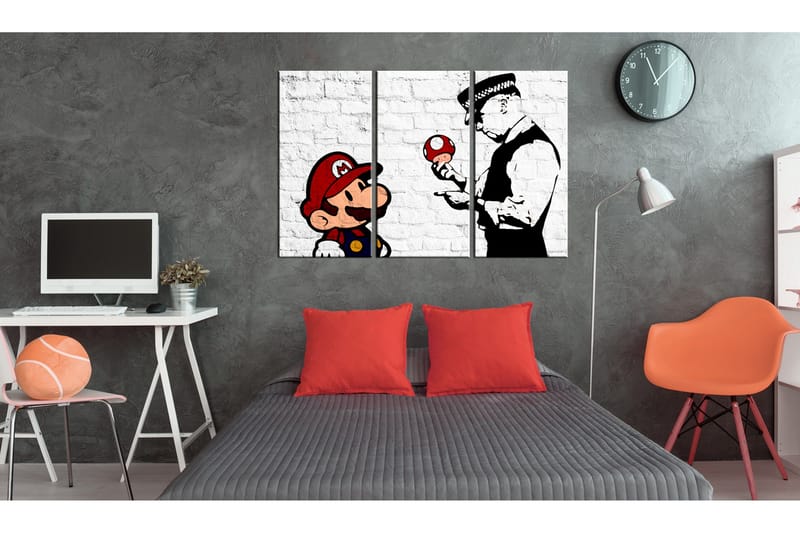 Billede Mario Bros Banksy 90x60 - Artgeist sp. z o. o. - Boligtilbehør - Billeder & kunst - Billeder på lærred