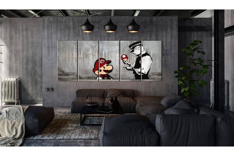 Billede Mario Bros On Concrete 225x90 - Artgeist sp. z o. o. - Boligtilbehør - Billeder & kunst - Billeder på lærred
