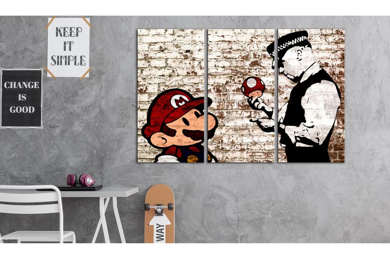Billede Mario Bros Torn Wall 120x80 - Artgeist sp. z o. o. - Boligtilbehør - Billeder & kunst - Billeder på lærred