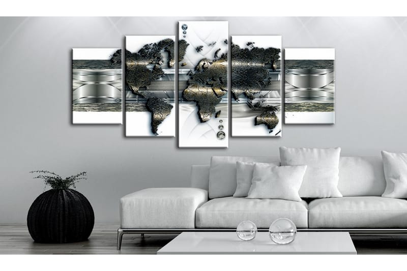 Billede Metal World Map 100x50 - Artgeist sp. z o. o. - Boligtilbehør - Billeder & kunst - Billeder på lærred