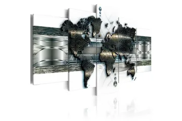Billede Metal World Map 100x50 - Artgeist sp. z o. o. - Boligtilbehør - Billeder & kunst - Billeder på lærred