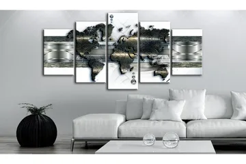 Billede Metal World Map 100x50 - Artgeist sp. z o. o. - Boligtilbehør - Billeder & kunst - Billeder på lærred