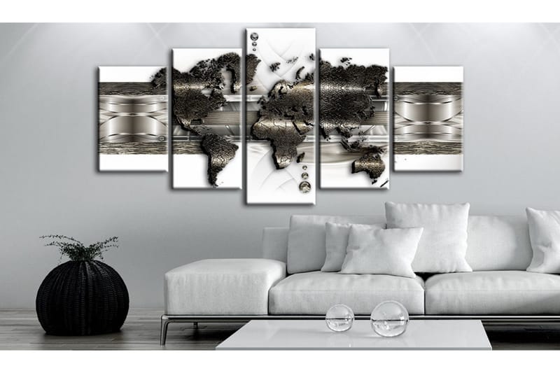 Billede Metal World Map Ii 200x100 - Artgeist sp. z o. o. - Boligtilbehør - Billeder & kunst - Billeder på lærred