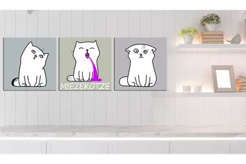 Billede Miezekotze Cat Trio 120x40 - Artgeist sp. z o. o. - Boligtilbehør - Billeder & kunst - Billeder på lærred