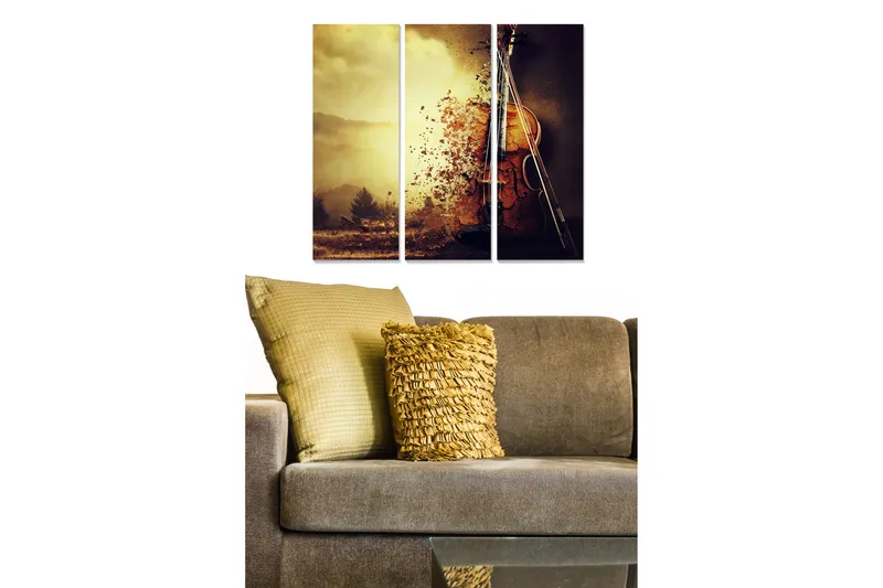 Billede Music 3 stk Flerfarvet, 22x05 cm