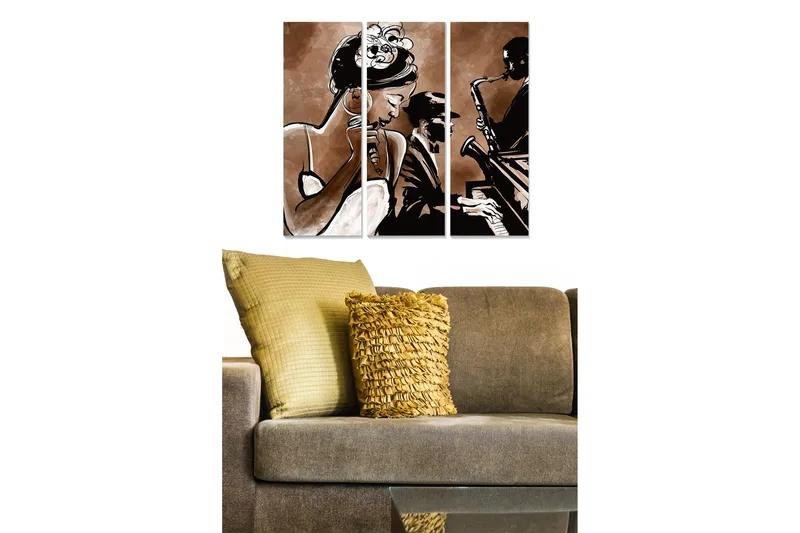 Billede Music 3 stk Flerfarvet, 22x05 cm