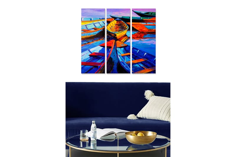 Billede Nautical 3 stk Flerfarvet - 22x05 cm - Boligtilbehør - Billeder & kunst - Billeder på lærred