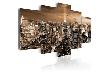 Billede New York Night Light 200x100 - Artgeist sp. z o. o. - Boligtilbehør - Billeder & kunst - Billeder på lærred