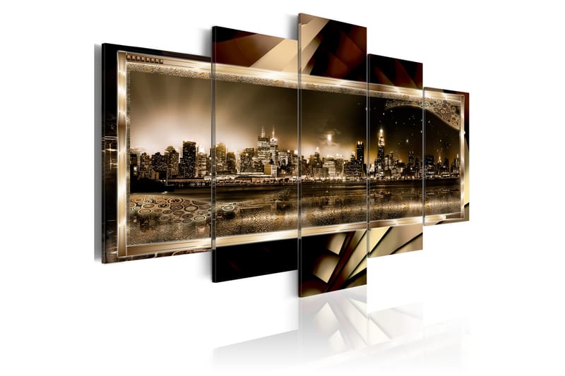 Billede New York Starry Night Sepia 100x50 - Artgeist sp. z o. o. - Boligtilbehør - Billeder & kunst - Billeder på lærred