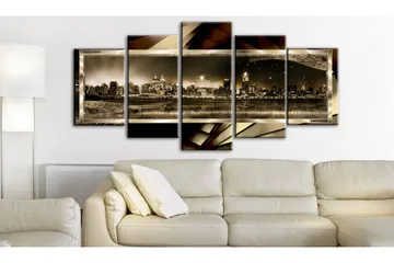 Billede New York Starry Night Sepia 200x100 - Artgeist sp. z o. o. - Boligtilbehør - Billeder & kunst - Billeder på lærred