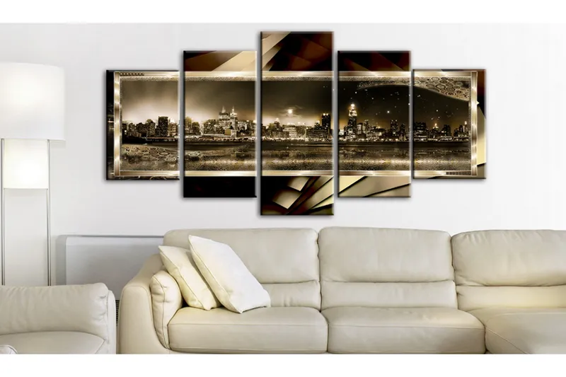 Billede New York Starry Night Sepia 200x100 - Artgeist sp. z o. o. - Boligtilbehør - Billeder & kunst - Billeder på lærred