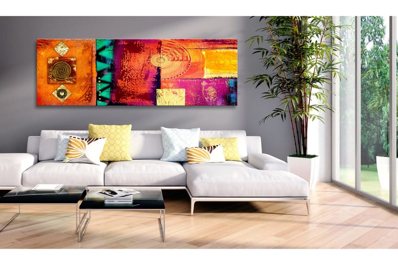 Billede Orange Abstraction 120x40 - Artgeist sp. z o. o. - Boligtilbehør - Billeder & kunst - Billeder på lærred