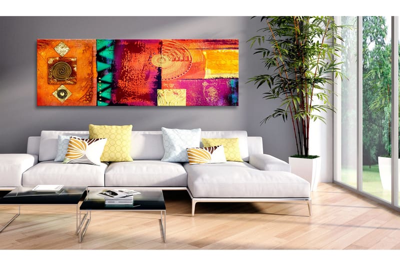 Billede Orange Abstraction 135x45 - Artgeist sp. z o. o. - Boligtilbehør - Billeder & kunst - Billeder på lærred