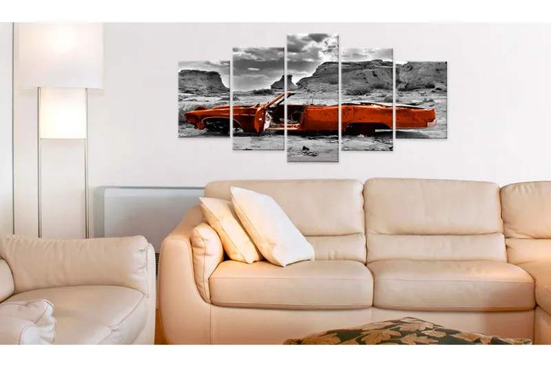 Billede Orange Car 100x50 - Artgeist sp. z o. o. - Boligtilbehør - Billeder & kunst - Billeder på lærred