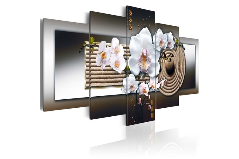 Billede Orchid And Zen Garden Brown 200x100 - Artgeist sp. z o. o. - Boligtilbehør - Billeder & kunst - Billeder på lærred