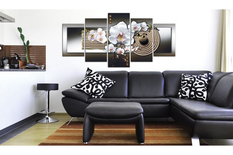 Billede Orchid And Zen Garden Brown 200x100 - Artgeist sp. z o. o. - Boligtilbehør - Billeder & kunst - Billeder på lærred