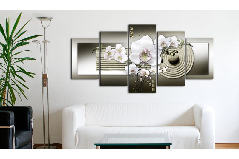 Billede Orchid And Zen Garden In Grey 200x100 - Artgeist sp. z o. o. - Boligtilbehør - Billeder & kunst - Billeder på lærred