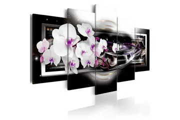Billede Orchids On A Black Background 200x100 - Artgeist sp. z o. o. - Boligtilbehør - Billeder & kunst - Billeder på lærred
