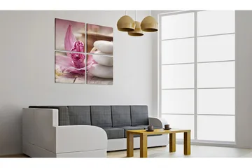 Billede Orkidé Og Zen 80x80 - Artgeist sp. z o. o. - Boligtilbehør - Billeder & kunst - Billeder på lærred