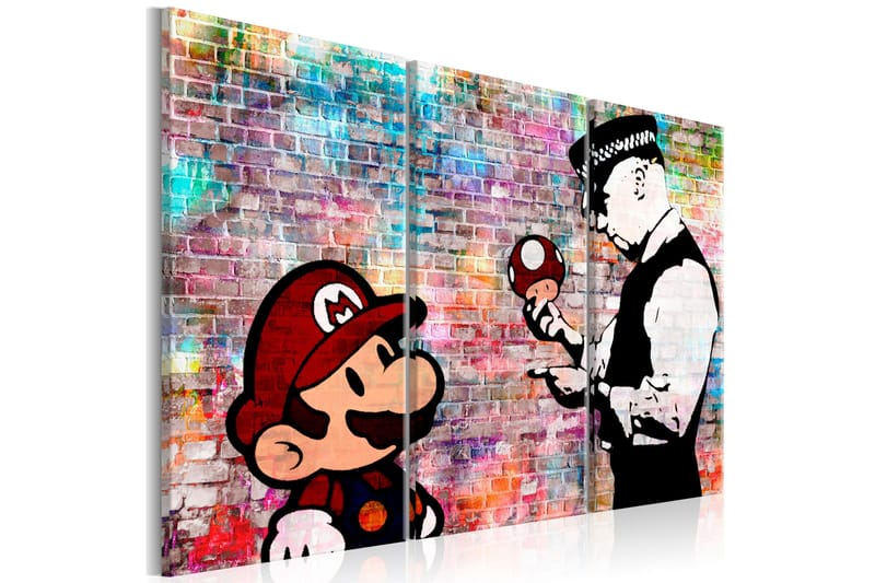 Billede Rainbow Brick Banksy 90x60, Artgeist sp. z o. o.