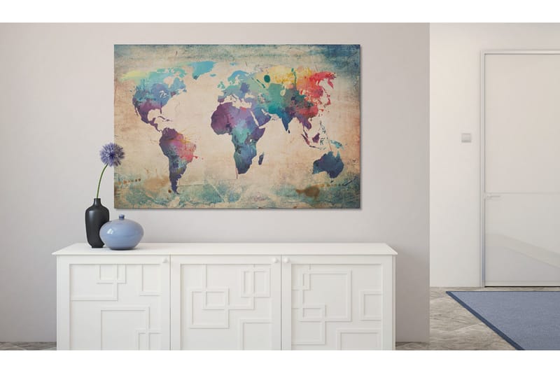 Billede Rainbow-Farvede Kort 90x60 - Artgeist sp. z o. o. - Boligtilbehør - Billeder & kunst - Billeder på lærred