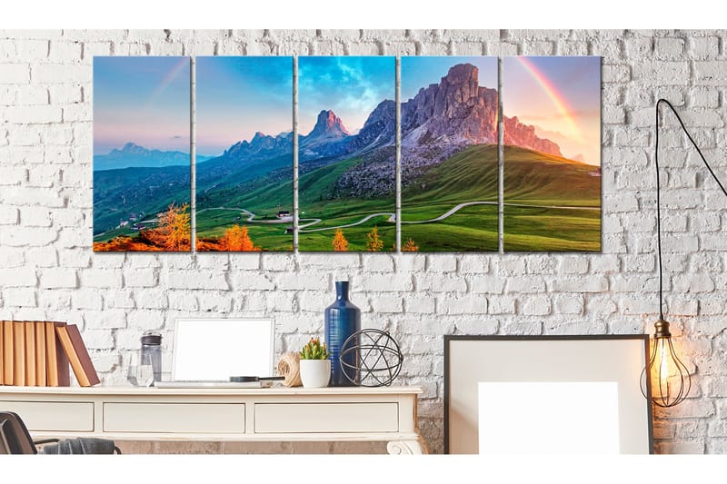 Billede Rainbow In The Alps 225x90 - Artgeist sp. z o. o. - Boligtilbehør - Billeder & kunst - Billeder på lærred