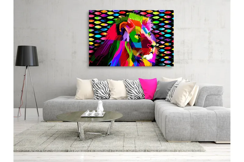 Billede Rainbow Lion (1 del) Bred 90x60, Artgeist sp. z o. o.