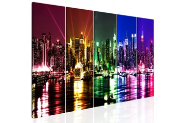 Billede Rainbow New York 5 Parts Narrow 200x80 - Artgeist sp. z o. o. - Boligtilbehør - Billeder & kunst - Billeder på lærred