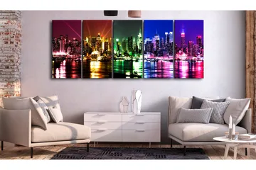 Billede Rainbow New York 5 Parts Narrow 200x80 - Artgeist sp. z o. o. - Boligtilbehør - Billeder & kunst - Billeder på lærred