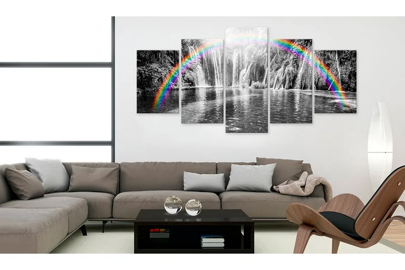 Billede Rainbow On Grays 200x100 - Artgeist sp. z o. o. - Boligtilbehør - Billeder & kunst - Billeder på lærred