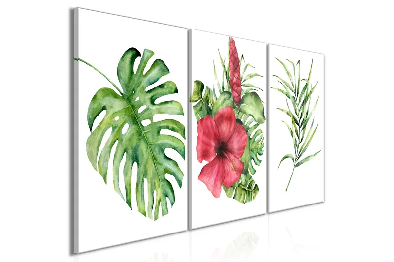 Billede Red Hibiscus 3 Parts 120x60 - Artgeist sp. z o. o. - Boligtilbehør - Billeder & kunst - Billeder på lærred