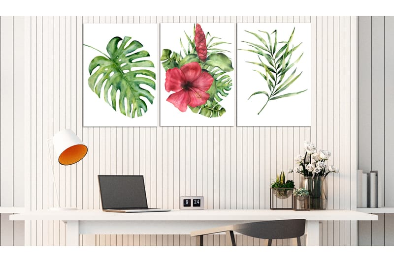 Billede Red Hibiscus 3 Parts 120x60 - Artgeist sp. z o. o. - Boligtilbehør - Billeder & kunst - Billeder på lærred