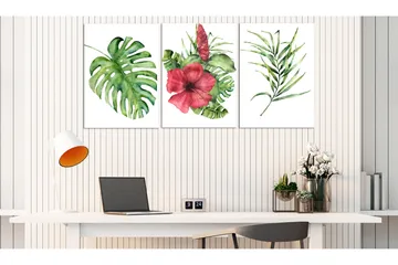 Billede Red Hibiscus 3 Parts 120x60 - Artgeist sp. z o. o. - Boligtilbehør - Billeder & kunst - Billeder på lærred
