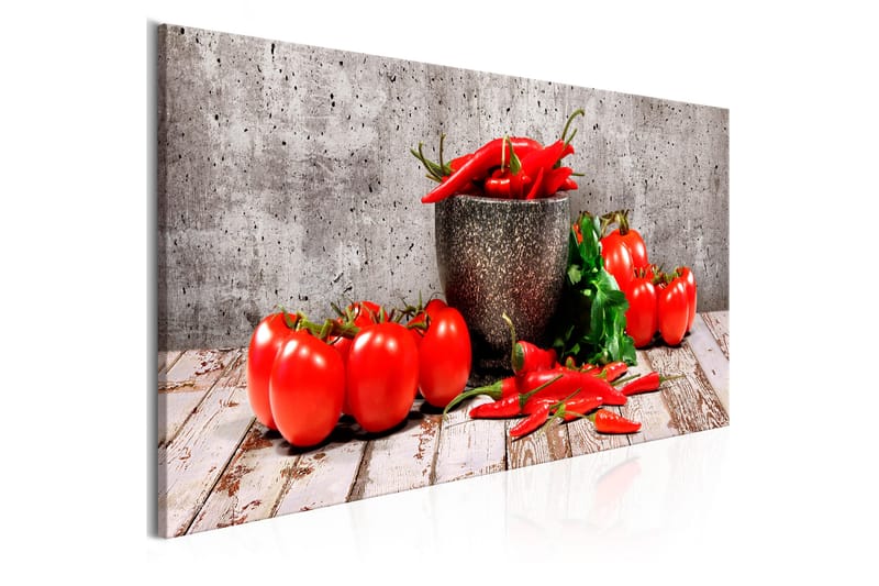 Billede Red Vegetables (1 del) Beton Smal 120x40 - Artgeist sp. z o. o. - Boligtilbehør - Billeder & kunst - Billeder på lærred