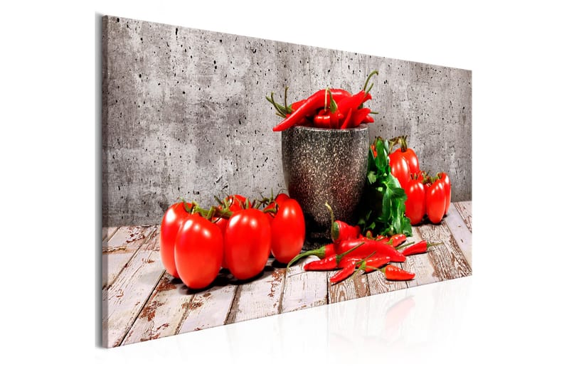 Billede Red Vegetables (1 del) Beton Smal 150x50 - Artgeist sp. z o. o. - Boligtilbehør - Billeder & kunst - Billeder på lærred