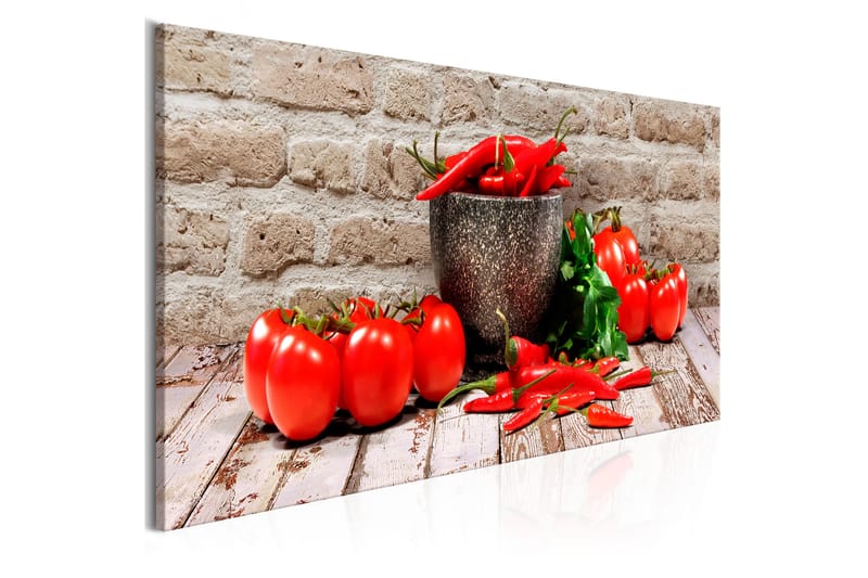 Billede Red Vegetables (1 del) Mursten Smal 120x40 - Artgeist sp. z o. o. - Billeder på lærred