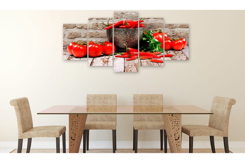 Billede Red Vegetables 5 Parts Brick Wide 100x50 - Artgeist sp. z o. o. - Boligtilbehør - Billeder & kunst - Billeder på lærred